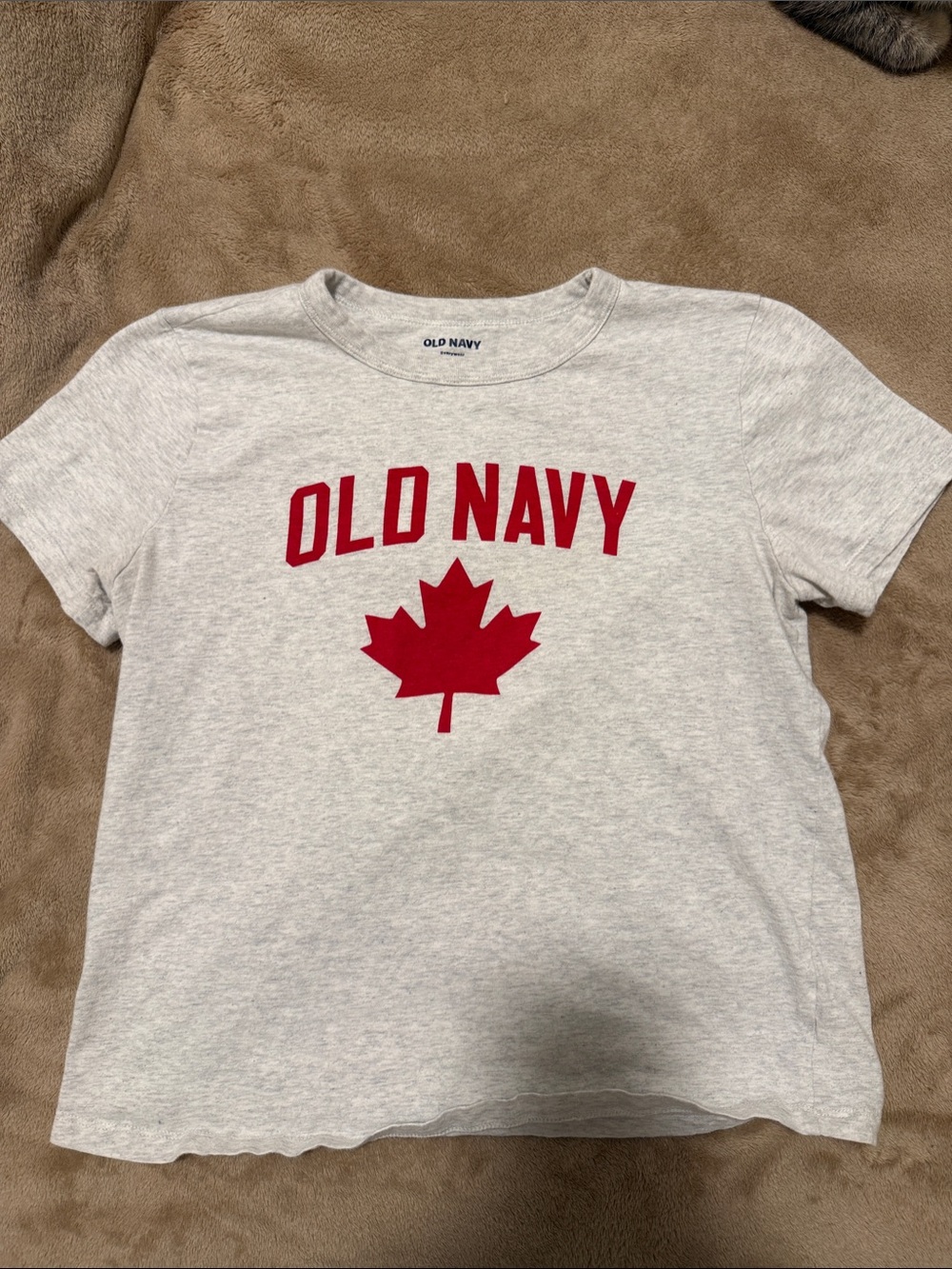 Canadian Old Navy Light Gray Tee with Red Maple Logo